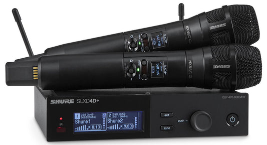Shure SLXD24D+/N8C-G57 Digital Wireless Handheld System, Dual-Channel Receiver, N8CB