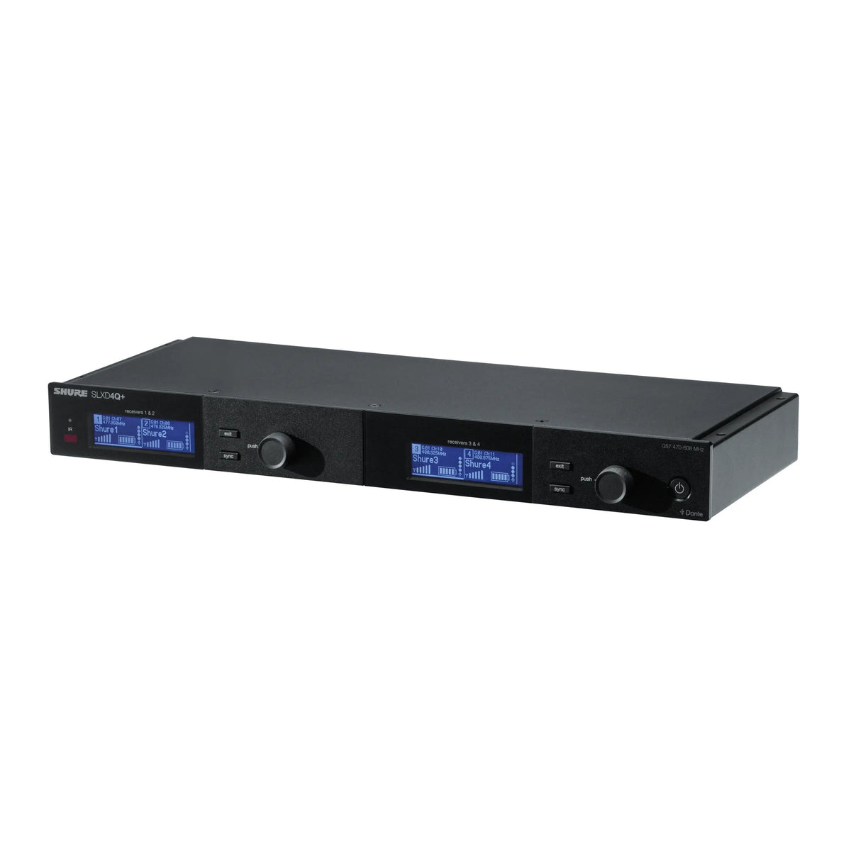 Shure SLXD4QDAN+TA=-G57 Wireless Receiver, Quad, Dante, TAA