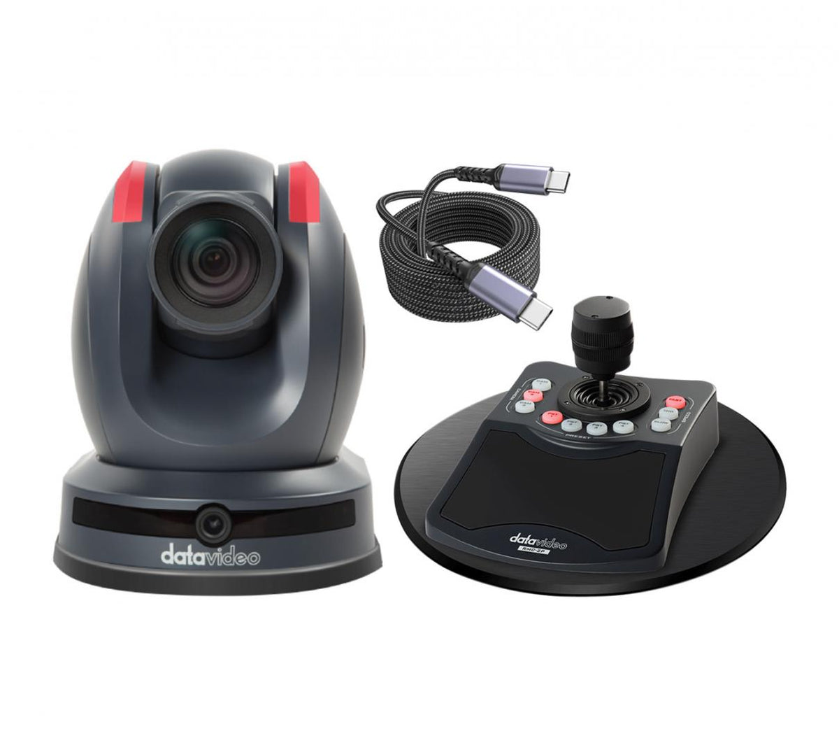 Datavideo SINGLE CAMERA STREAMING PACKAGE Single camera streaming package with a professional camera controller. Kit includes: PTC-155, RMC-2P, and 16ft USB-C cable.
