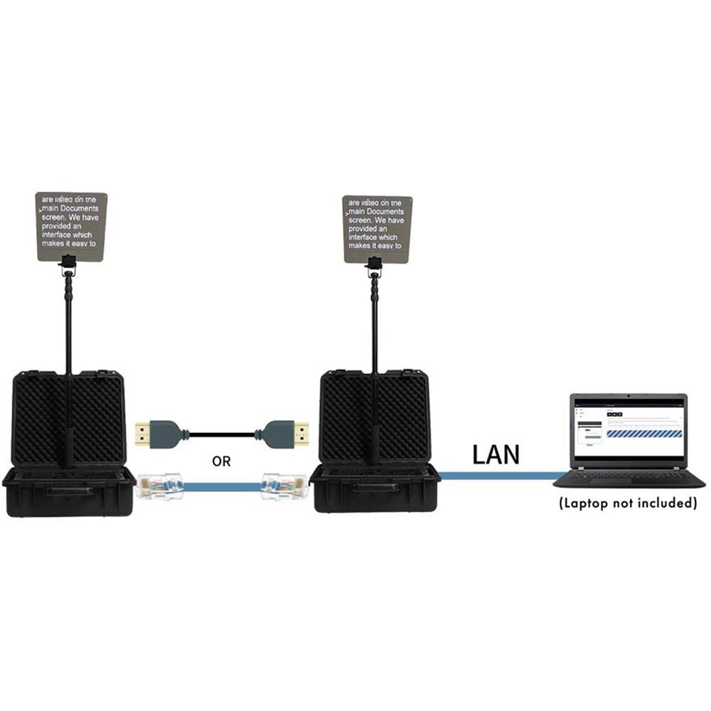 Datavideo TP-800KIT Kit includes: 2x TP-800. Perfect for presentations where both teleprompters can be synced.