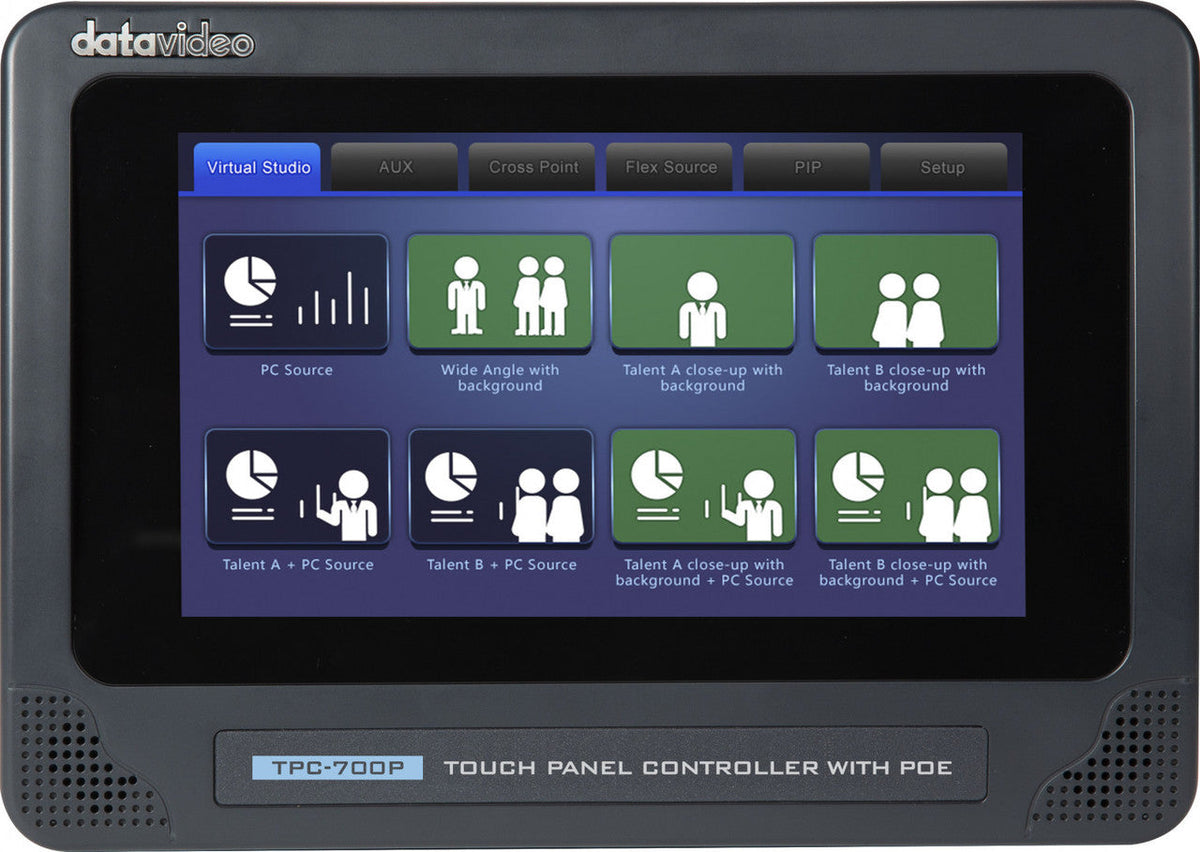 Datavideo TPC-700P Touch panel controller for the iCast-10 NDI with PoE support.