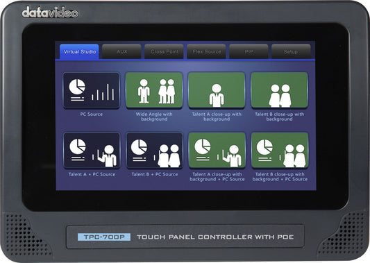 Datavideo TPC-700P Touch panel controller for the iCast-10 NDI with PoE support.