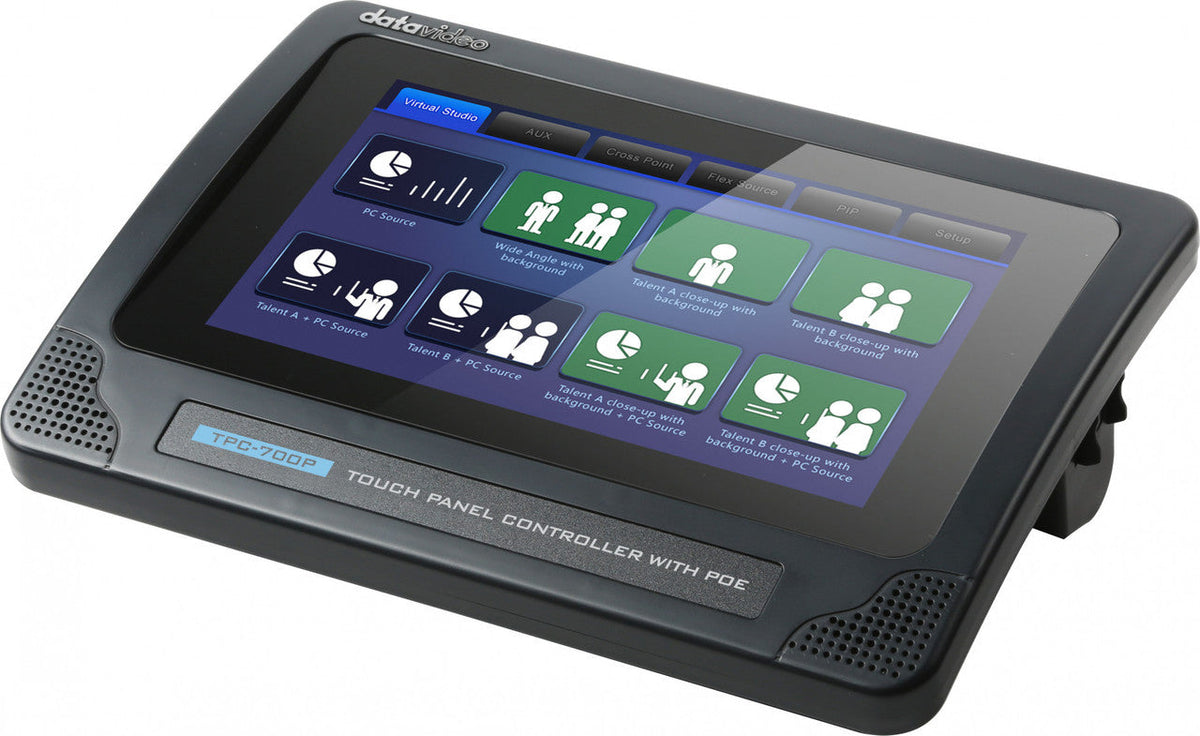 Datavideo TPC-700P Touch panel controller for the iCast-10 NDI with PoE support.
