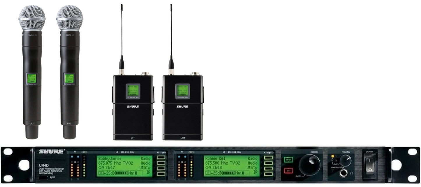 Shure UR4D H4 Dual receiver Used Package