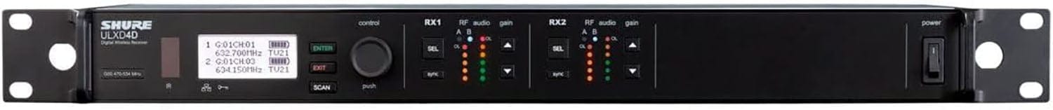 Shure ULXD4D Dual-Channel Digital Wireless Receiver, J50A Band - PSSL ProSound and Stage Lighting