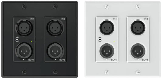 Q-SYS UNDX2IO+ Dual Gang Dante/AES67 2 Mic/Line Wall Plates - (Includes Black and White Faceplates) - PSSL ProSound and Stage Lighting