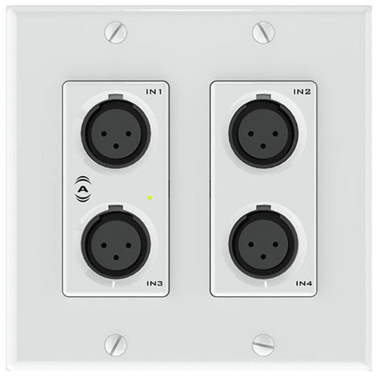 Q-SYS UNDX4I Attero Tech Dual Gang Dante/AES67 4 Mic/Line Wall Plate - White - PSSL ProSound and Stage Lighting