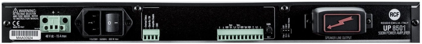 RCF UP 8501 Power Amplifier - 500 Watt - Class D (70V/ 4 Ohm/ 2 Inputs Per Channel) - PSSL ProSound and Stage Lighting