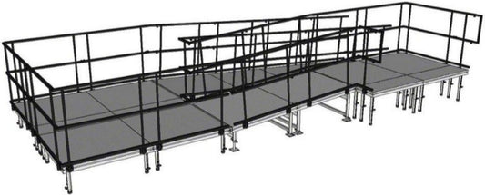 IntelliStage UR24SBWAL Switchback Wheelchair Ramp with Landing for 24 Inch Stages - Aluminum Finish - PSSL ProSound and Stage Lighting