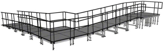 IntelliStage UR3290WAL 90 Degree Wheelchair Ramp with Landing for 32 Inch Stages - Aluminum Finish - PSSL ProSound and Stage Lighting