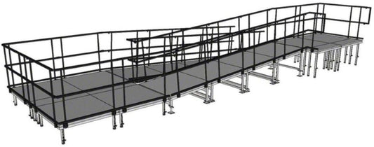 IntelliStage UR32SBWAL Switchback Wheelchair Ramp with Landing for 32 Inch Stages - Aluminum Finish - PSSL ProSound and Stage Lighting