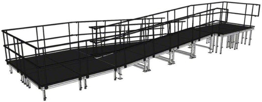 IntelliStage UR32SBWI SwitchBack Wheelchair Ramp with Landing for 32 Inch stages - Industrial Finish - Black - PSSL ProSound and Stage Lighting