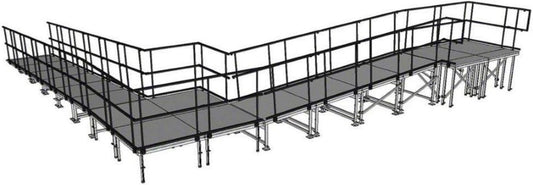 IntelliStage UR4090WAL 90 Degree Wheelchair Ramp with Landing for 40 Inch Stages - Aluminum Finish - PSSL ProSound and Stage Lighting