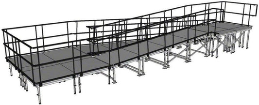 IntelliStage UR40SBWAL Switchback Wheelchair Ramp with Landing for 40 Inch Stages - Aluminum Finish - PSSL ProSound and Stage Lighting