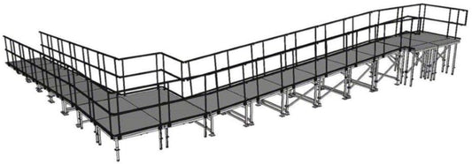 IntelliStage UR4890WAL 90 Degree Wheelchair Ramp with Landing for 48 Inch Stages - Aluminum Finish - PSSL ProSound and Stage Lighting