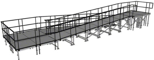 IntelliStage UR48SBWAL Switchback Wheelchair Ramp with Landing for 48 Inch Stages - Aluminum Finish - PSSL ProSound and Stage Lighting