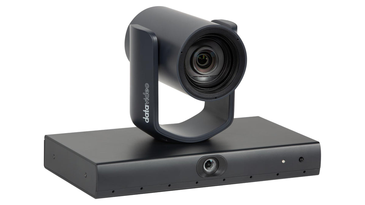 Datavideo VTC-100 12x 1080p AI enhanced voice tracking PTZ camera with NDI/HX, 3G-SDI, UVC, and HDMI outputs. Includes an L bracket wall mount.