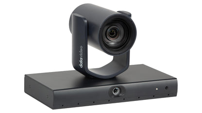 Datavideo VTC-100 12x 1080p AI enhanced voice tracking PTZ camera with NDI/HX, 3G-SDI, UVC, and HDMI outputs. Includes an L bracket wall mount.