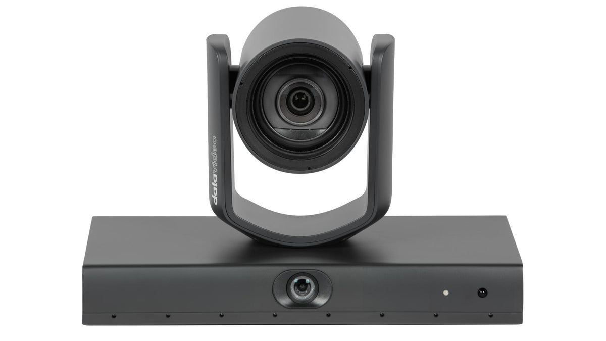 Datavideo VTC-100 12x 1080p AI enhanced voice tracking PTZ camera with NDI/HX, 3G-SDI, UVC, and HDMI outputs. Includes an L bracket wall mount.