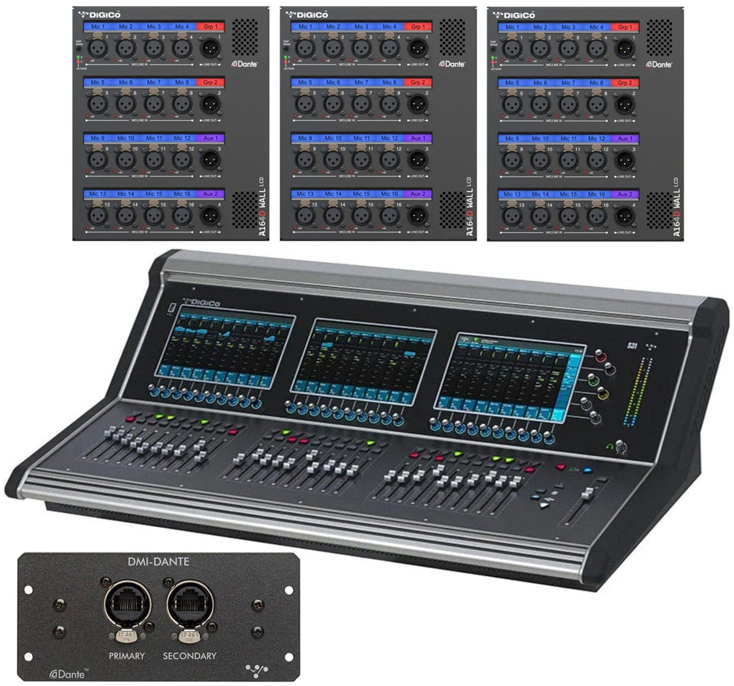 DiGiCo S31 Rack Pack with S31 Digital Console / DMI-DANTE2 / A164D-W-L Rack x3 - PSSL ProSound and Stage Lighting