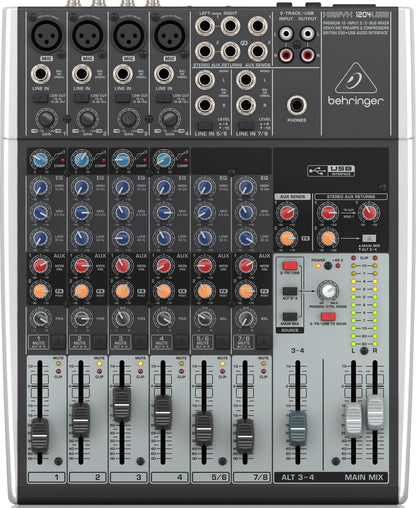 Behringer XENYX1204USB Premium 12-Input 2/2-Bus Mixer with XENYX Mic Preamps and Compressors, British EQ and USB/Audio Interface