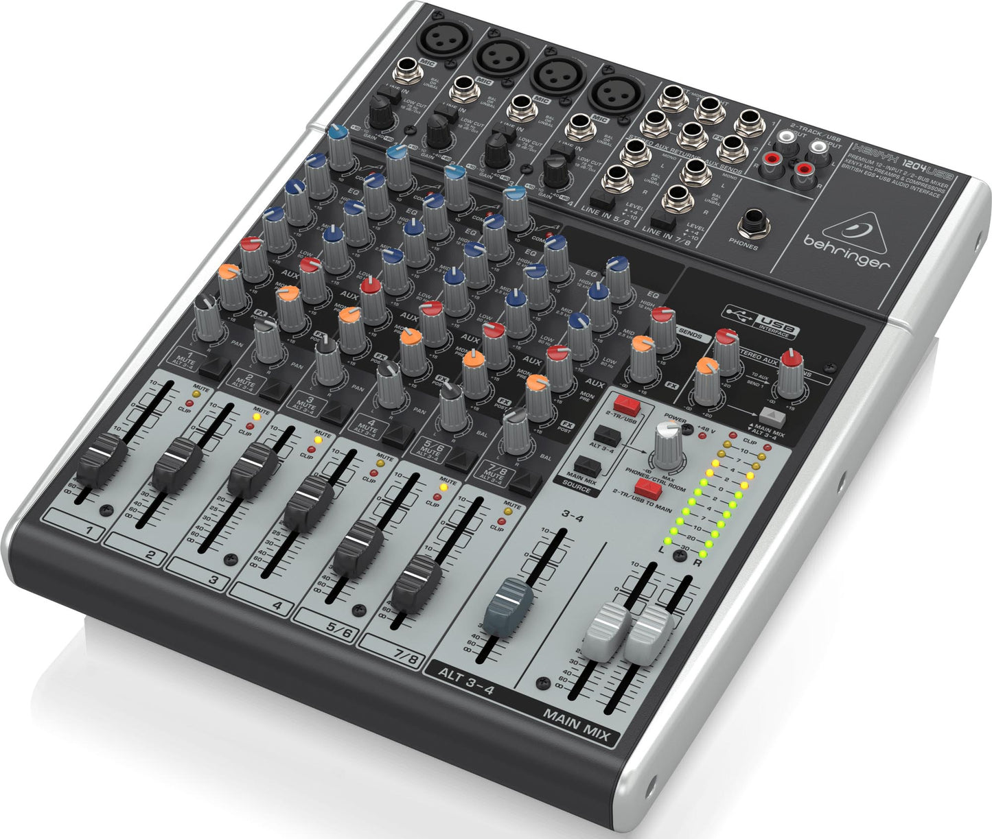 Behringer XENYX1204USB Premium 12-Input 2/2-Bus Mixer with XENYX Mic Preamps and Compressors, British EQ and USB/Audio Interface