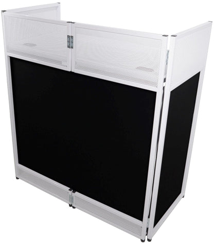 ProX Vista White Frame DJ Facade Table Station White & Black Scrim & Padded Carry Bag - PSSL ProSound and Stage Lighting