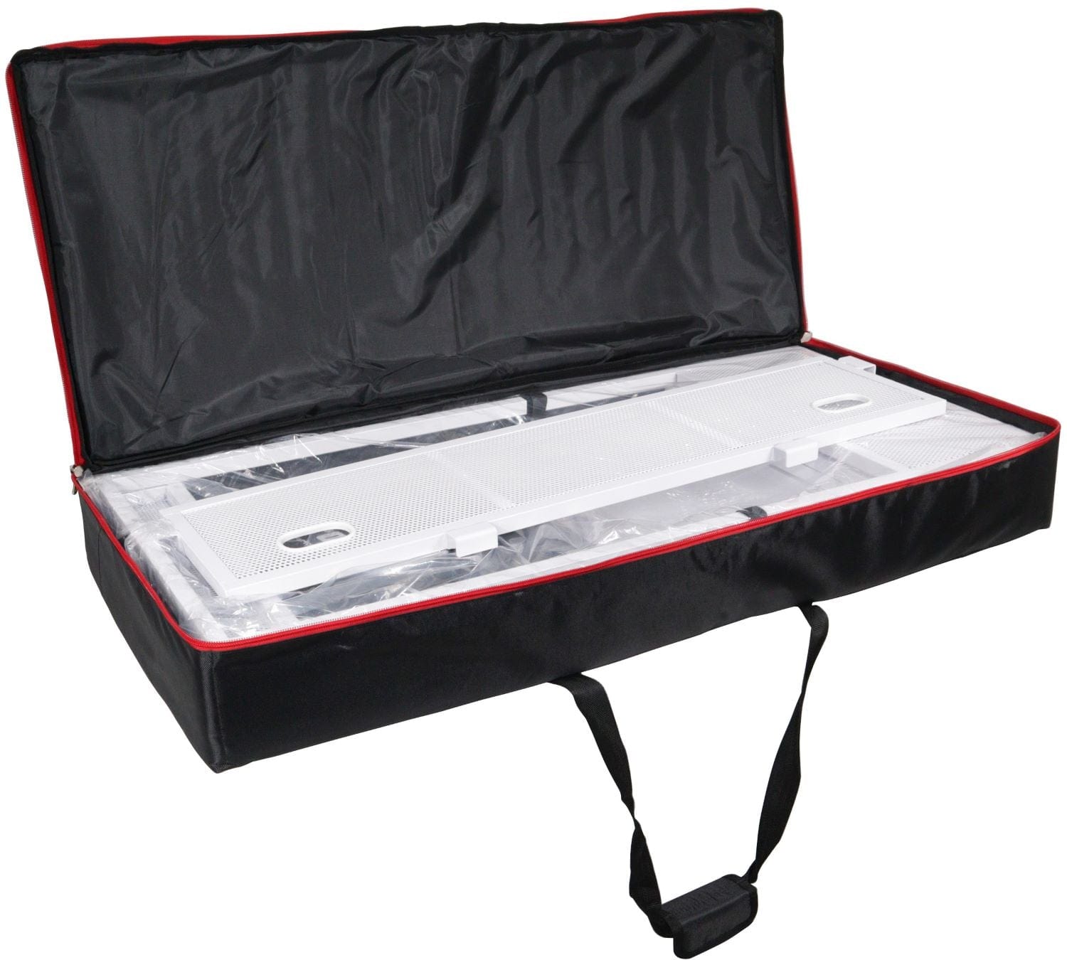 ProX Vista White Frame DJ Facade Table Station White & Black Scrim & Padded Carry Bag - PSSL ProSound and Stage Lighting