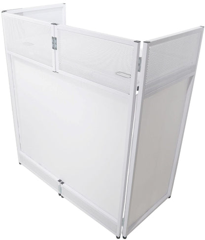 ProX Vista White Frame DJ Facade Table Station White & Black Scrim & Padded Carry Bag - PSSL ProSound and Stage Lighting