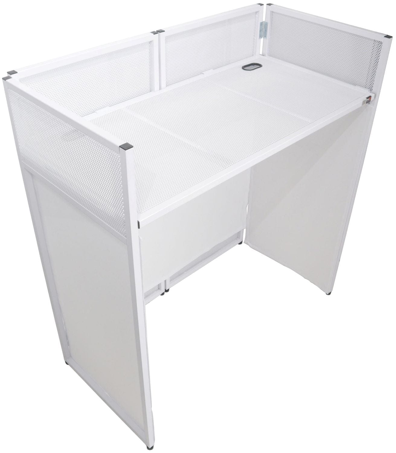 ProX Vista White Frame DJ Facade Table Station White & Black Scrim & Padded Carry Bag - PSSL ProSound and Stage Lighting