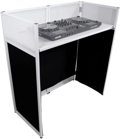 ProX Vista White Frame DJ Facade Table Station White & Black Scrim & Padded Carry Bag - PSSL ProSound and Stage Lighting