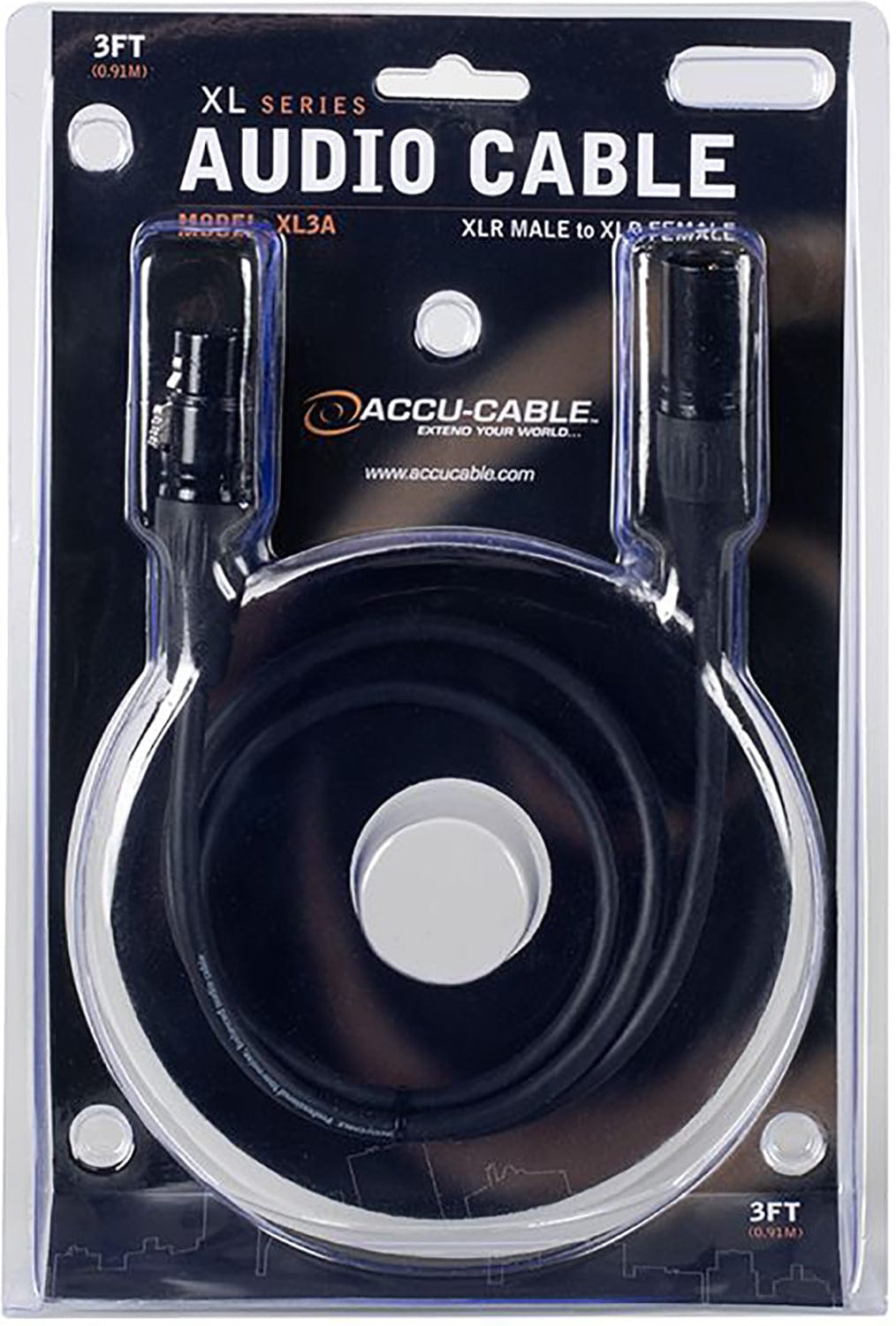 Accu-Cable XL3A 3-Foot XLR Audio Cable - PSSL ProSound and Stage Lighting