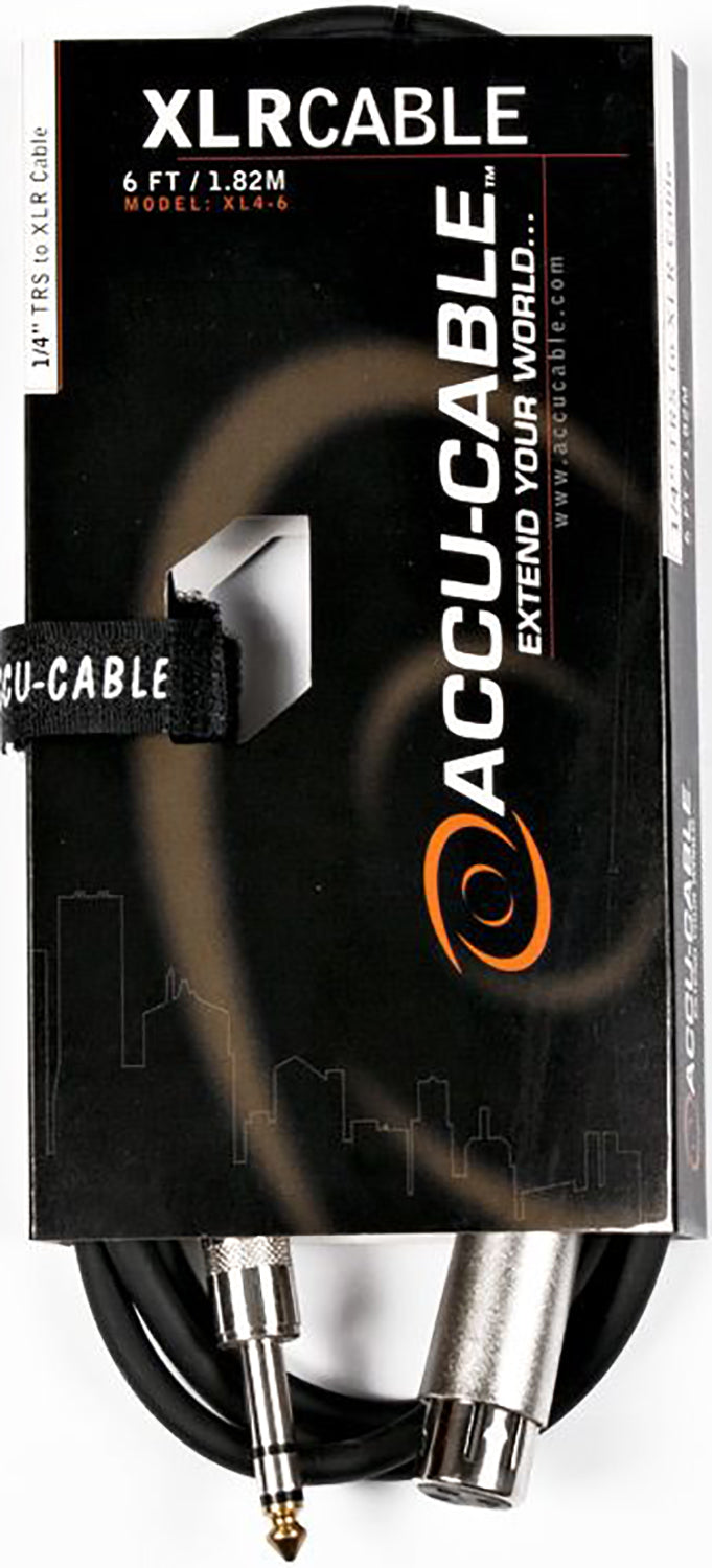 Accu-Cable XL4-6 6-Foot 1/4-Inch TRS to XLR Cable - PSSL ProSound and Stage Lighting