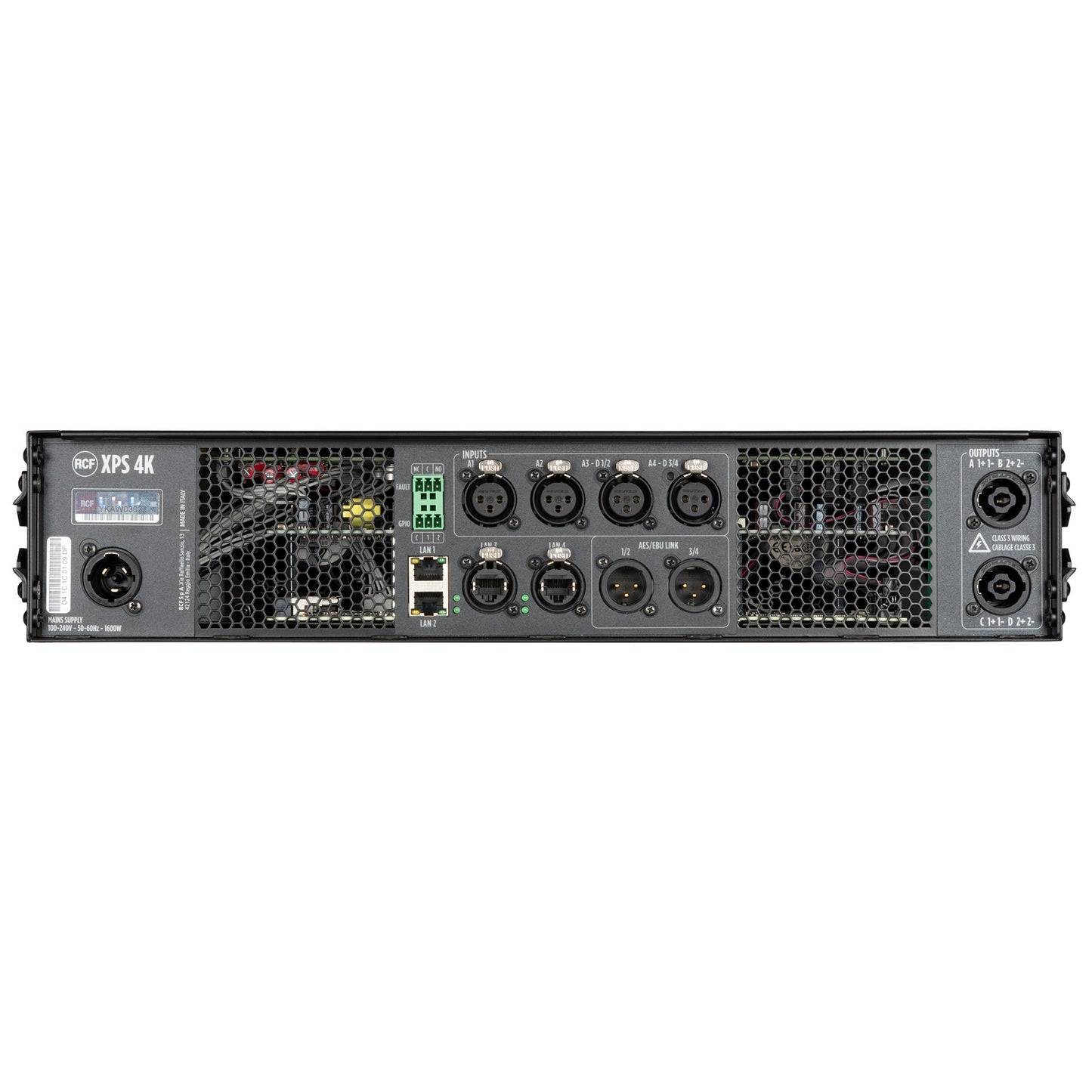 RCF XPS-4K Class D Power Amplifier with DSP, RDNet Management (4 X 1,000 W @ 4 ?)