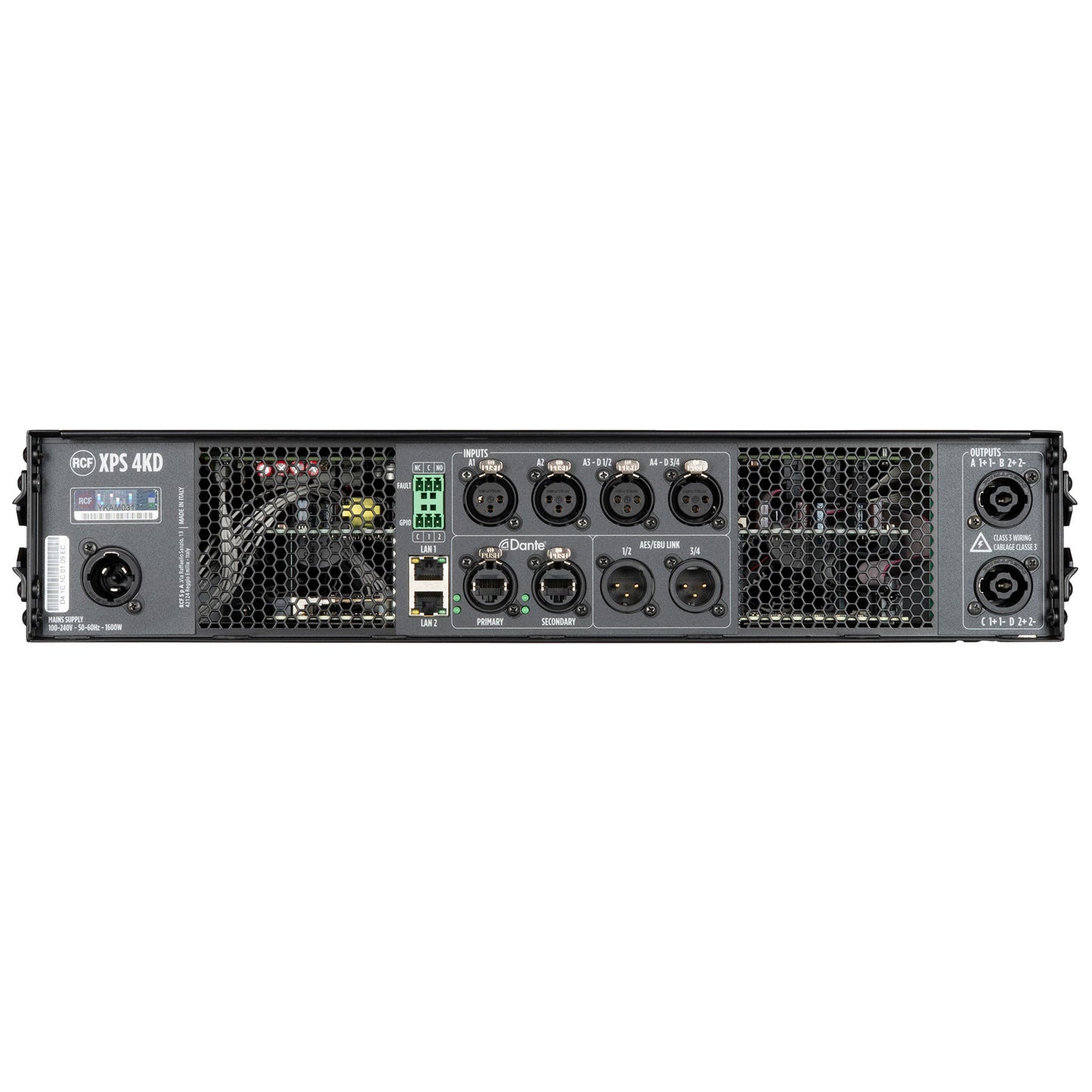 RCF XPS-4KD Class D Power Amplifier with DSP, RDNet Management, Dante-Equipped (4 X 1,000 W @ 4 ?)