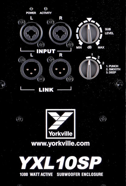 Yorkville YXL10SP Caisson de basses alimenté 1000 watts 10"