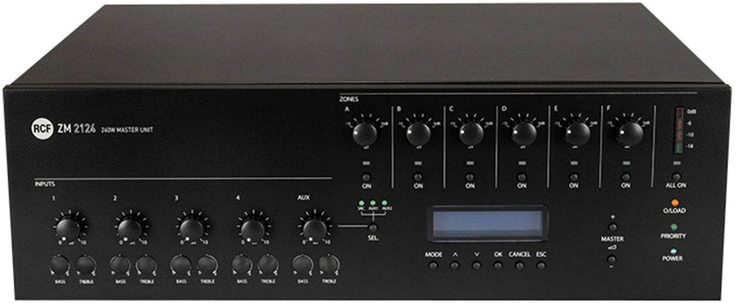 RCF ZM 2124 6-Zone 240 Watt Digital Mixer / Amplifier Master Unit - PSSL ProSound and Stage Lighting