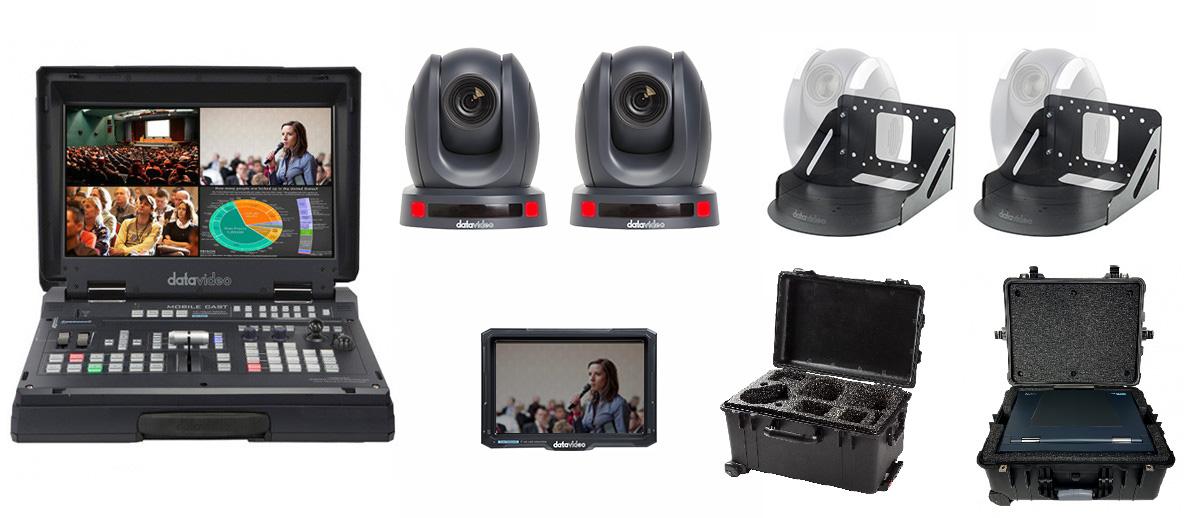 Datavideo PORTABLE EZ STREAMING PACKAGE C-AT Kit includes: HS-1600T IIHC-8502x PTC-145THC-800FS2x CB-70TLM-700UHL