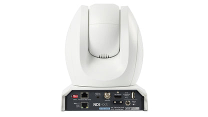 Datavideo PTC-305GW 4K 20x NDI® | HX, 12G-SDI, 3G-SDI, and HDMI PTZ Camera with Tracking in White.