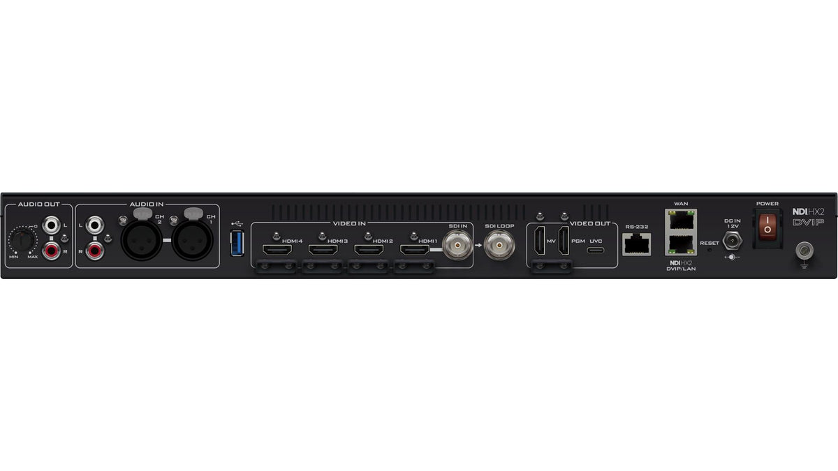 Datavideo iCast 10NDI MK II 4 channel 1080p all-in-one switcher with UVC output. It has NDI and SRT support.