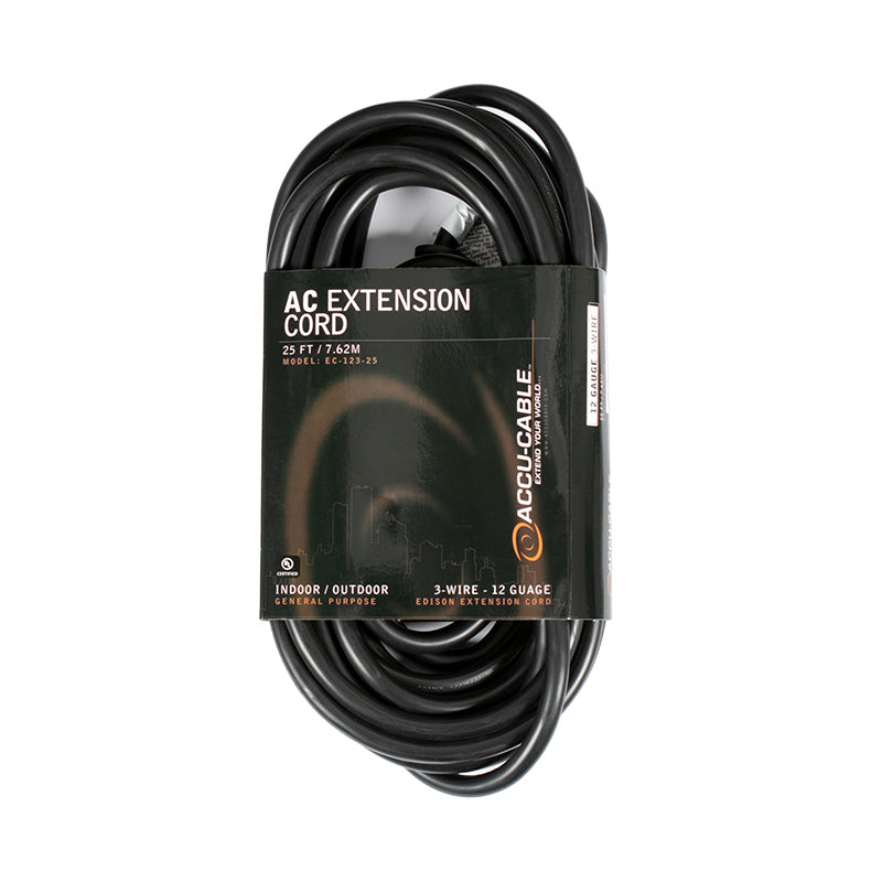 Elation EC123-25 25' BLK, 12/3 GAUGE,EDISON EXT