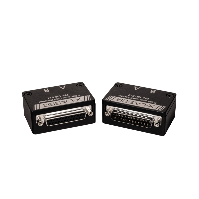 Elation Sender/receiver pair to run an ILDA signal (not IP) across 2 CAT5 cables. Adapter only.