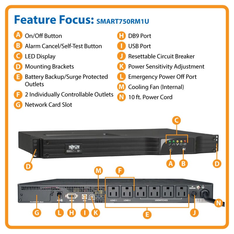 Tripp-Lite SMART750RM1U 450 Watt Uninterruptible Power Supply - PSSL ProSound and Stage Lighting