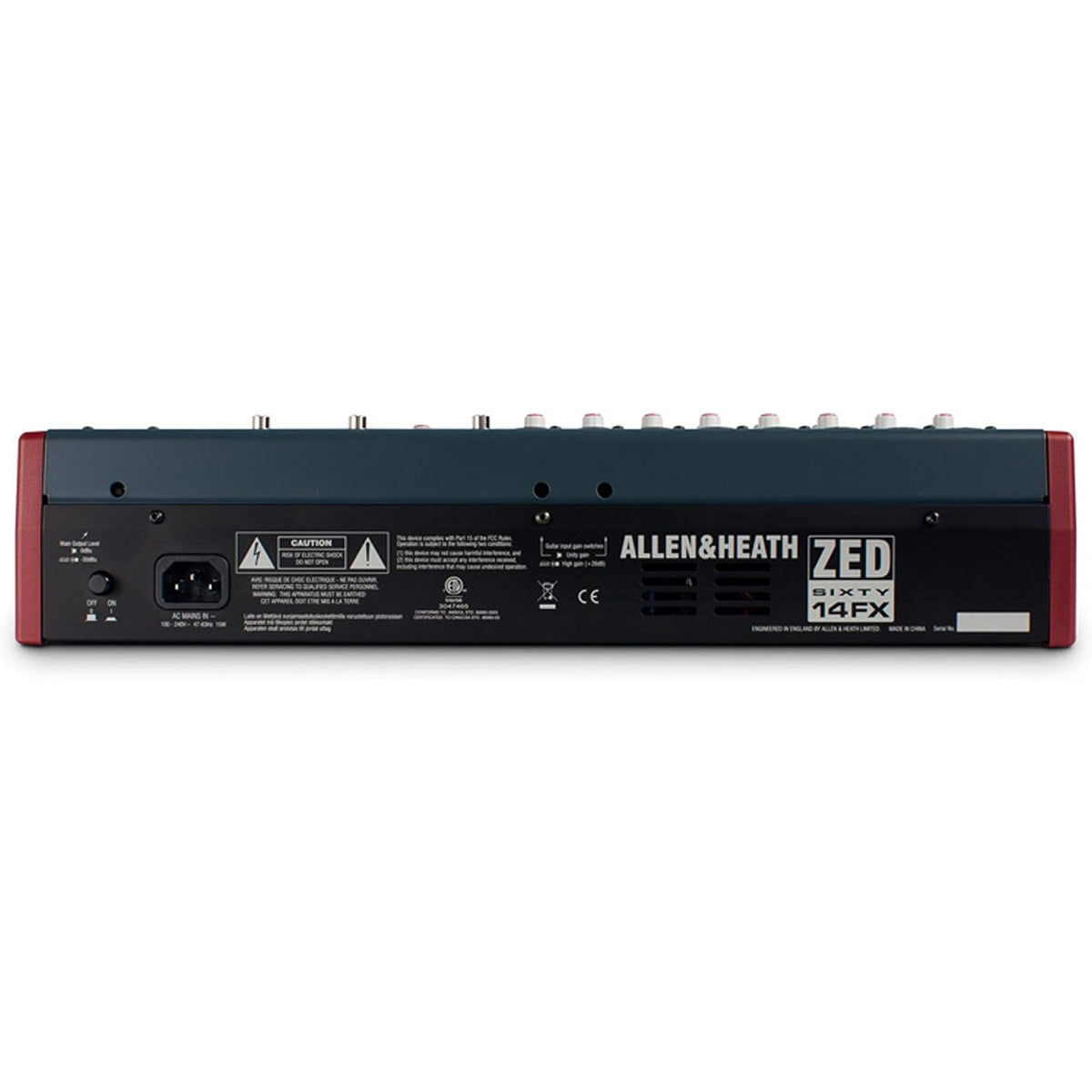 Allen & Heath AH-ZED60-14FX 8 Mono Mic/Line + 2 Active DI + 3 stereo line inputs, swept mid EQ, 60mm faders, 24 bit effects with 16 presets