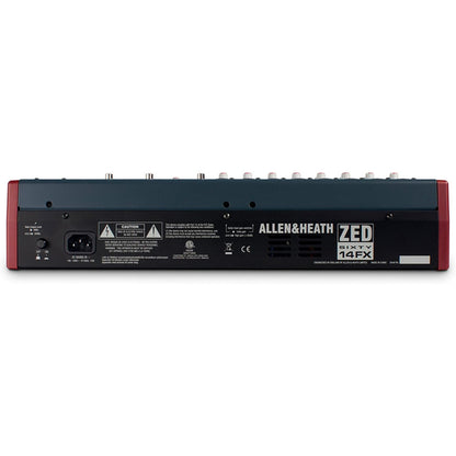 Allen & Heath AH-ZED60-14FX 8 Mono Mic/Line + 2 Active DI + 3 stereo line inputs, swept mid EQ, 60mm faders, 24 bit effects with 16 presets