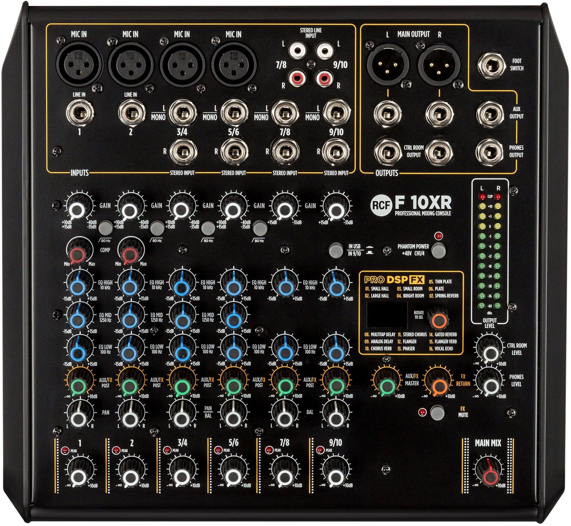 RCF F10-XR 10 Channel Mixer w/ FX and Recording - ProSound and Stage Lighting