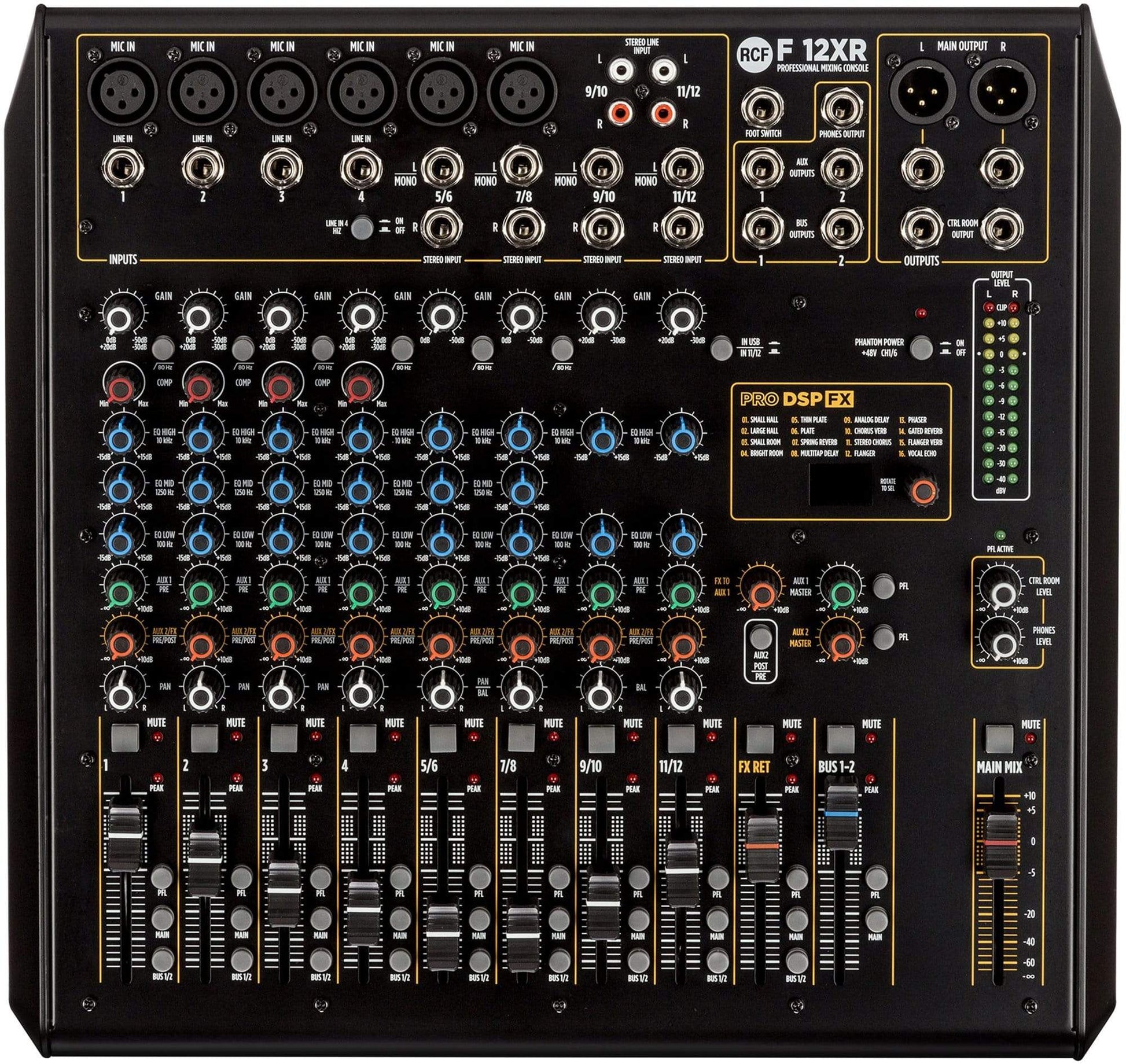 RCF F12-XR 12 Channel Mixer w/ FX and Recording - ProSound and Stage Lighting