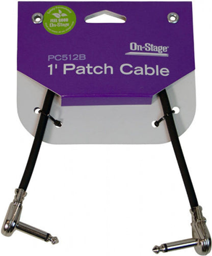 On-Stage PC512B Pancake Style 1/4 TS to 1/4 TS Patch Cable 1-Foot - PSSL ProSound and Stage Lighting
