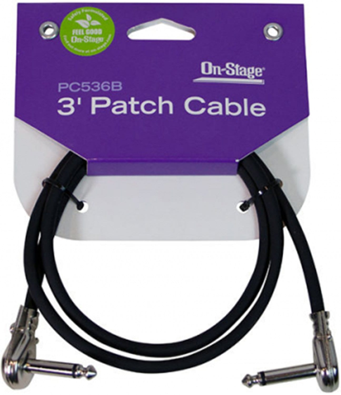 On-Stage PC536B Pancake Style 1/4 TS to 1/4 TS Patch Cable 3-Foot - PSSL ProSound and Stage Lighting