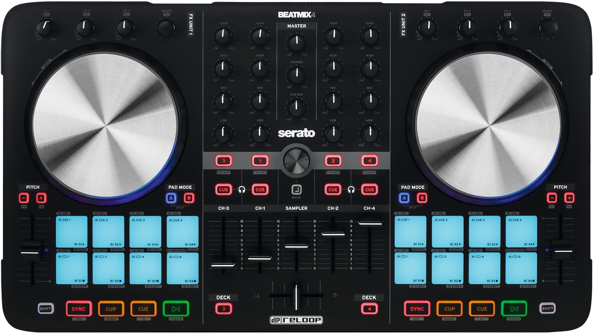 Reloop Beatmix 4 MK2 4-Deck Serato DJ Controller - ProSound and Stage Lighting